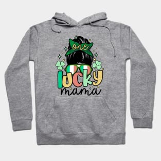 One Lucky Mama St Patrick's Day 2024 Messy Bun Cool Mom Hoodie